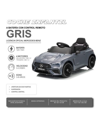COCHE INFANTIL A BATERIA CON CONTROL REMOTO MERCEDES BENZ CLE53 AMG GRIS