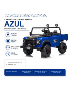 COCHE INFANTIL A BATERIA CONTROL REMOTO LAND ROVER DEFENDER CLASSIC AZUL 2