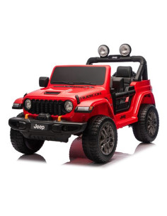 COCHE INFANTIL A BATERIA CON CONTROL REMOTO JEEP WRANGLER RUBICON ROJO