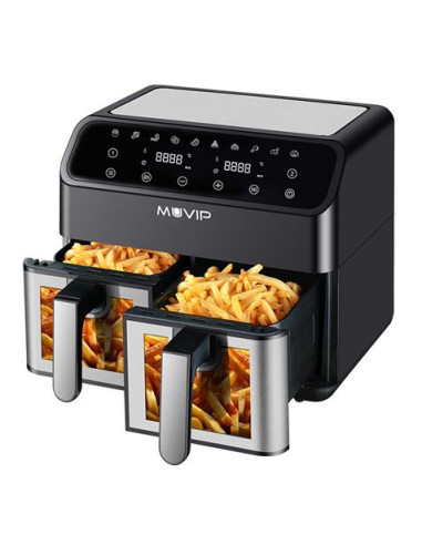 FREIDORA DE AIRE AIRCOOK DIGITAL DOBLE CESTA 9L 1700W CON VENTANA MUVIP
