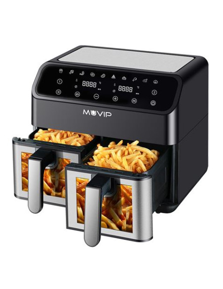 FREIDORA DE AIRE AIRCOOK DIGITAL DOBLE CESTA 9L 1700W CON VENTANA MUVIP