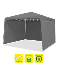 CARPA ACERO RAFIA 3X3 METROS GRIS + 3 PAREDES PARA CARPA PLEGABLE