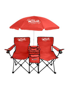 SILLA DOBLE PLEGABLE DE CAMPING CON NEVERA Y SOMBRILLA SUNGARDEN