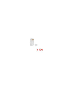 BOLSA DE 100 UNIDADES CONECTOR DE RED RJ45 LANBERG PARA CABLEADO UTP CAT6 BLANCO PLU-6000