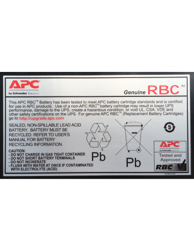 APC baterÍ­a para sistema ups Sealed Lead Acid (VRLA)