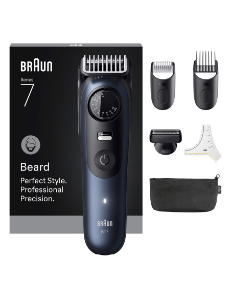 Braun BeardTrimmer 7 BT7520 Batería 40 2 cm Mojado y seco Negro, Azul