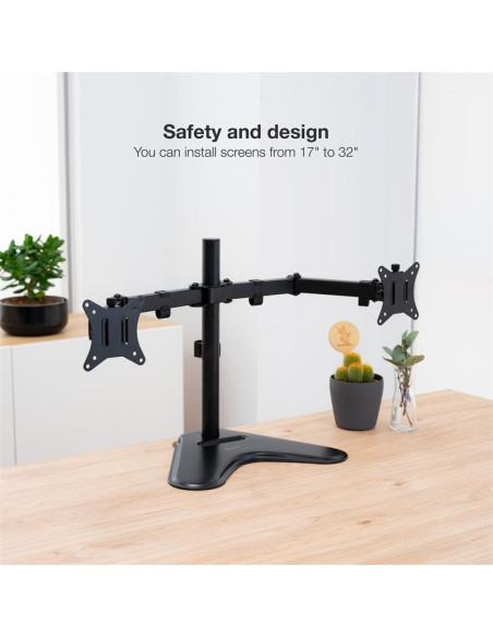 SOPORTE DE MESA MONITOR 2 TOOQ REG.ALTURA GIR. INCL. 9KG BLACK