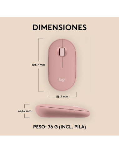 RATON LOGITECH PEBBLE 2 M350S WIRELESS ROSE