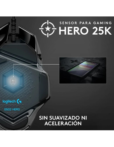 RATON GAMING LOGITECH G502 HERO OPTICO USB RGB BLACK