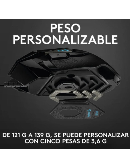 RATON GAMING LOGITECH G502 HERO OPTICO USB RGB BLACK