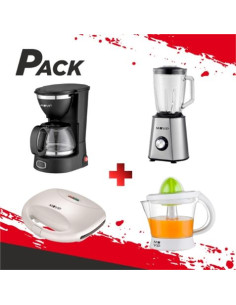 PACK DESAYUNO SANDWICHERA + CAFETERA + EXPRIMIDOR + BATIDORA MUVIP