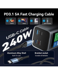 POWERBANK VENTION 27000MAH USB-A + 2USB-C DISPLAY 140W GREY 2