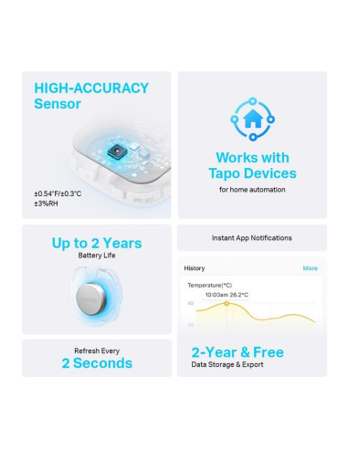 SENSOR TP-LINK TAPO T310 TEMPERATURA/HUMEDAD WIRELESS