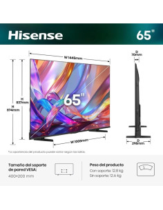 TELEVISOR HISENSE 65 QLED UHD 4K USB SMART TV VIDAA WIFI BLUETOOTH DOLBY ATMOS 2