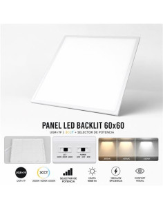 PANEL LED 60X60 BLACKLIT UGR19 3CCT + SELECTOR DE POTENCIA ELBAT