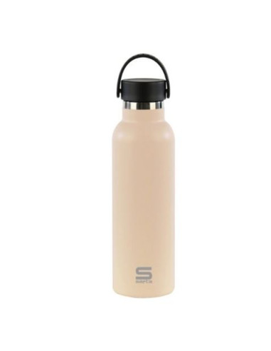 BOTELLA TERMO 600ML ACERO INOXIDABLE BASE SILICONA BEIGE SAFTA