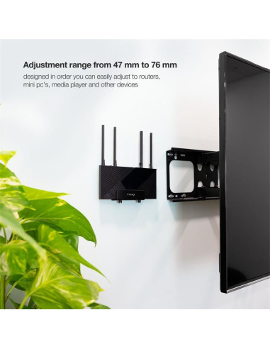 SOPORTE DE PARED UNIVERSAL TOOQ PARA ROUTER MINI PC MULTIMEDIA 5KG BLACK