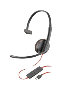 AURICULAR + MICROFONO POLY BLACKWIRE 3210 MONOAURAL USB-C + ADAPTADOR USB-A