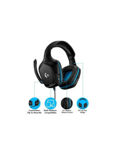AURICULARES + MICROFONO LOGITECH GAMING G432 USB DTS 7.1 BLACK/BLUE 2