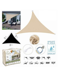 TOLDO TRIANGULAR 3X3X3 METROS BEIGE CON BOSLA