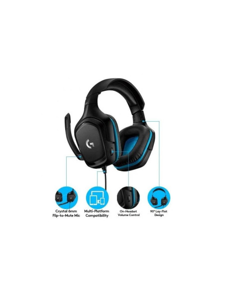AURICULARES + MICROFONO LOGITECH GAMING G432 USB DTS 7.1 BLACK/BLUE