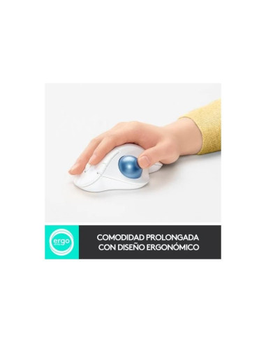 RATON LOGITECH ERGO M575 BLUETOOTH & WIRELESS WHITE