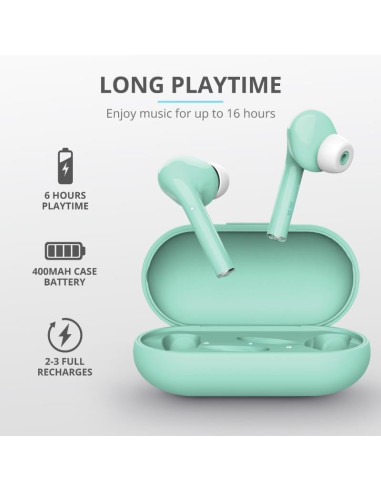 AURICULARES TRUST NIKA TOUCH EARPHONES BLUETOOTH WIRELESS TURQUOISE