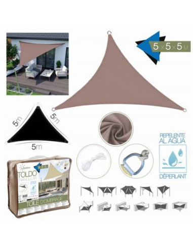 TOLDO TRIANGULAR 5X5X5 METROS TOPO CON BOSLA