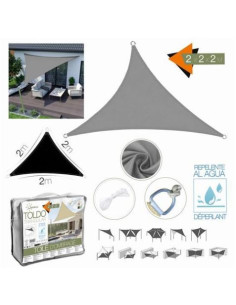 TOLDO TRIANGULAR 2X2X2 METROS GRIS CON BOSLA