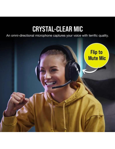 AURICULARES + MICROFONO CORSAIR HS55 GAMING HEADSET WIRELESS DB 7.1 BLACK