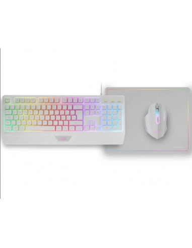 Mars Gaming MCP124, Combo Gaming 3en1, Teclado Ergonómico H-Mech LED