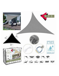 TOLDO TRIANGULAR 3X3X3 METROS GRIS CON BOSLA