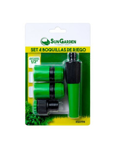 SET 4PCS BOQUILLA DE RIEGO + ADAPTADORES PARA MANGUERA 1/2\" SUNGARDEN