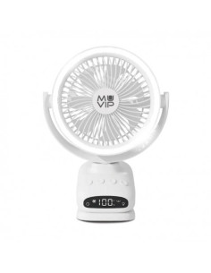 VENTILADOR PORTATIL TIPO CLIP 6\" OSCILANTE CON LUZ LED Y BATERÍA MUVIP