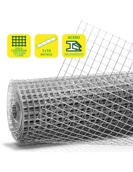 TELA METÁLICA GALVANIZADA 16X16X1.2MM 1X10 METROS SUNGARDEN