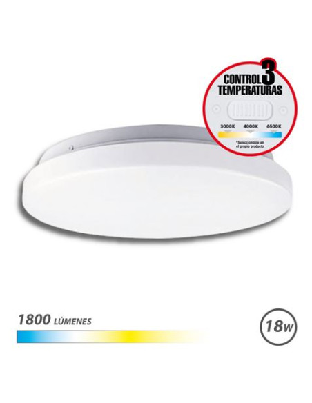 APLIQUE LED TECHO REDONDO 18W | 1800LM | SELECTOR 3 TEMPERATURAS ELBAT