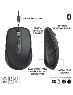 RATON LOGITECH MX ANYWHERE 3S WIRELESS BT 8000DPI 6 BOTONES BLACK 2