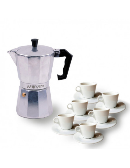 CAFETERA 6 TAZAS ALUMINIO ANTIADHERENTE MUVIP