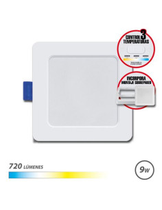 DOWNLIGHT CUADRADO 9W | 720LM SELECTOR 3 TEMPERATURAS + SOBREPARED ELBAT