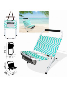 SILLA DE PLAYA ZIGZAG TURQUESA 62X47XH47CM