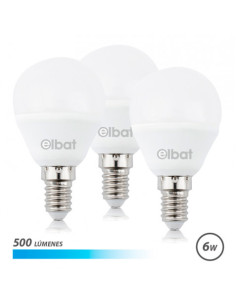 PACK 3 BOMBILLAS LED G45 | 6W | 500LM | E14 | LUZ FRIA | ELBAT