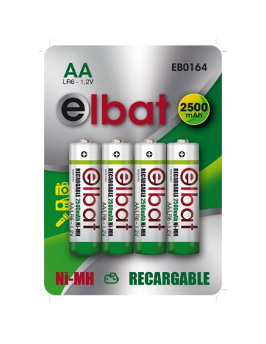 PACK 4 PCS PILAS RECARGABLES AA 2500MAH ELBAT