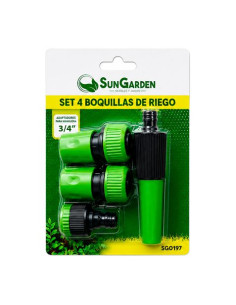 SET 4PCS BOQUILLA DE RIEGO + ADAPTADORES PARA MANGUERA 3/4\" SUNGARDEN