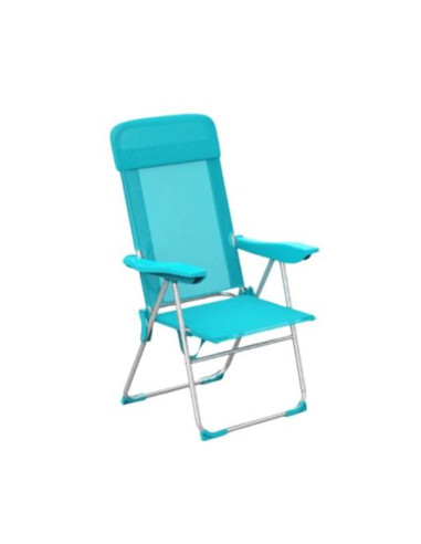 SILLA PLEGABLE 5 POSICIONES ALUMINIO C/COJIN AGUAMARINA 60X60X110CM