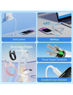 CABLE VENTION USB-A 2.0 - LIGHTNING 2.4A 1M WHITE 2