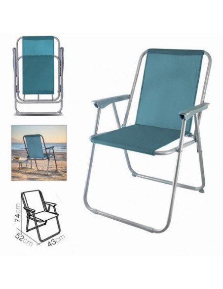 SILLA DE PLAYA PLEGABLE 52X43X74 AZUL ESMERALDA