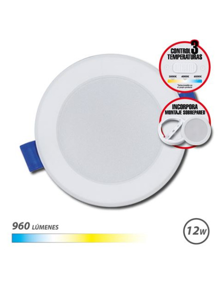 DOWNLIGHT CIRCULAR 12W | 960LM SELECTOR 3 TEMPERATURAS + SOBREPARED ELBAT