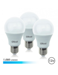 PACK 3 BOMBILLAS LED A60 | 12W | 1080LM | E27 | LUZ FRIA | ELBAT