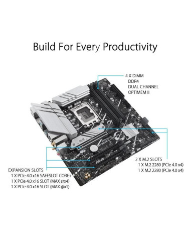 PLACA BASE ASUS B760M-A WIFI D4 M-ATX DDR4 HDMI + DP