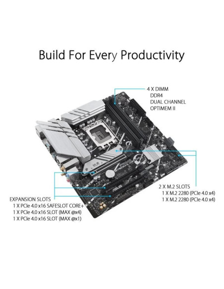 PLACA BASE ASUS B760M-A WIFI D4 M-ATX DDR4 HDMI + DP